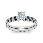 Load image into Gallery viewer, underhalo-eternity-radiant-cut-wedding-band-set-with-black-diamond-in-FD9168RAGBLACKANGLE3-NL-WG
