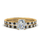 Load image into Gallery viewer, underhalo-eternity-radiant-cut-wedding-band-set-with-black-diamond-in-FD9168RAGBLACKANGLE3-NL-YG
