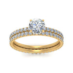 Load image into Gallery viewer, underhalo-eternity-round-cut-diamond-wedding-band-set-in-FD9168ROANGLE3-NL-YG

