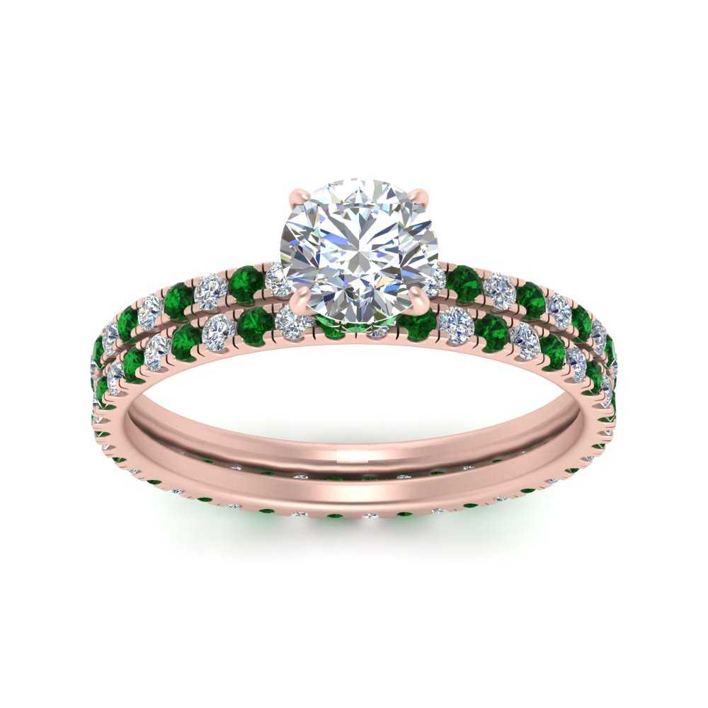 underhalo-eternity-round-cut-diamond-wedding-band-set-with-emerald-in-FD9168ROGEMGRANGLE3-NL-RG