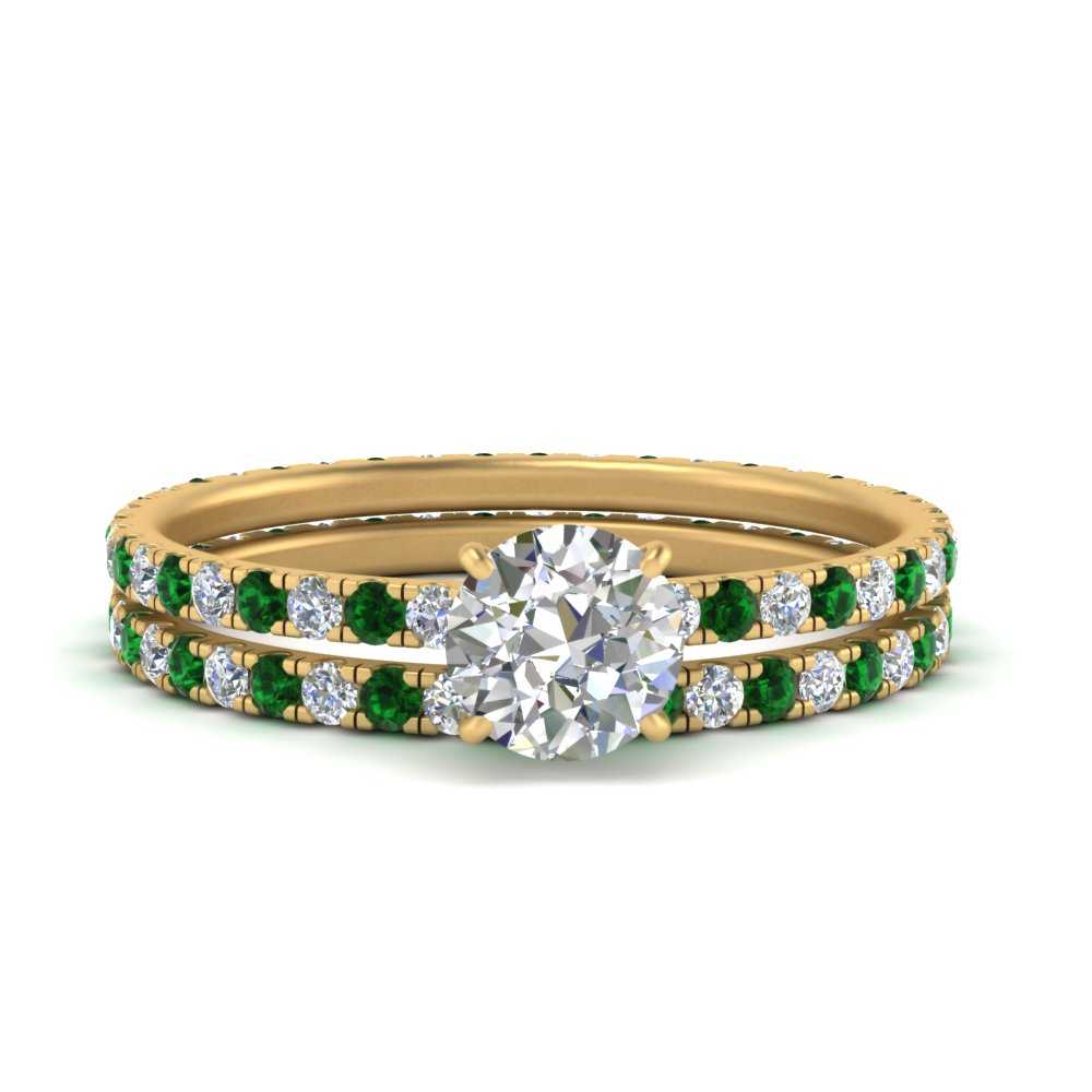 underhalo-eternity-round-cut-diamond-wedding-band-set-with-emerald-in-FD9168ROGEMGRANGLE3-NL-YG