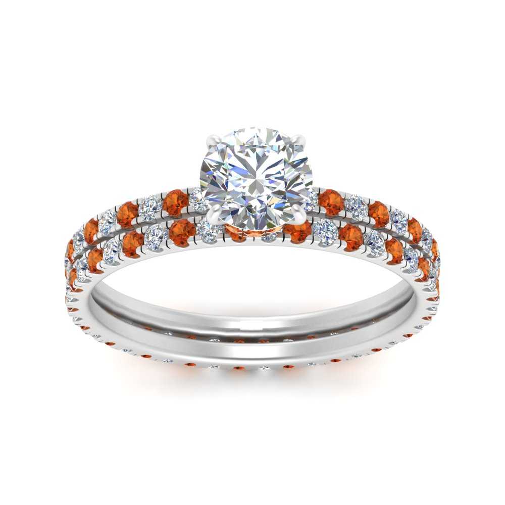 underhalo-eternity-round-cut-diamond-wedding-band-set-with-orange-sapphire-in-FD9168ROGSAORANGLE3-NL-WG