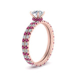 Load image into Gallery viewer, underhalo-eternity-round-cut-diamond-wedding-band-set-with-pink-sapphire-in-FD9168ROGSADRPIANGLE3-NL-RG
