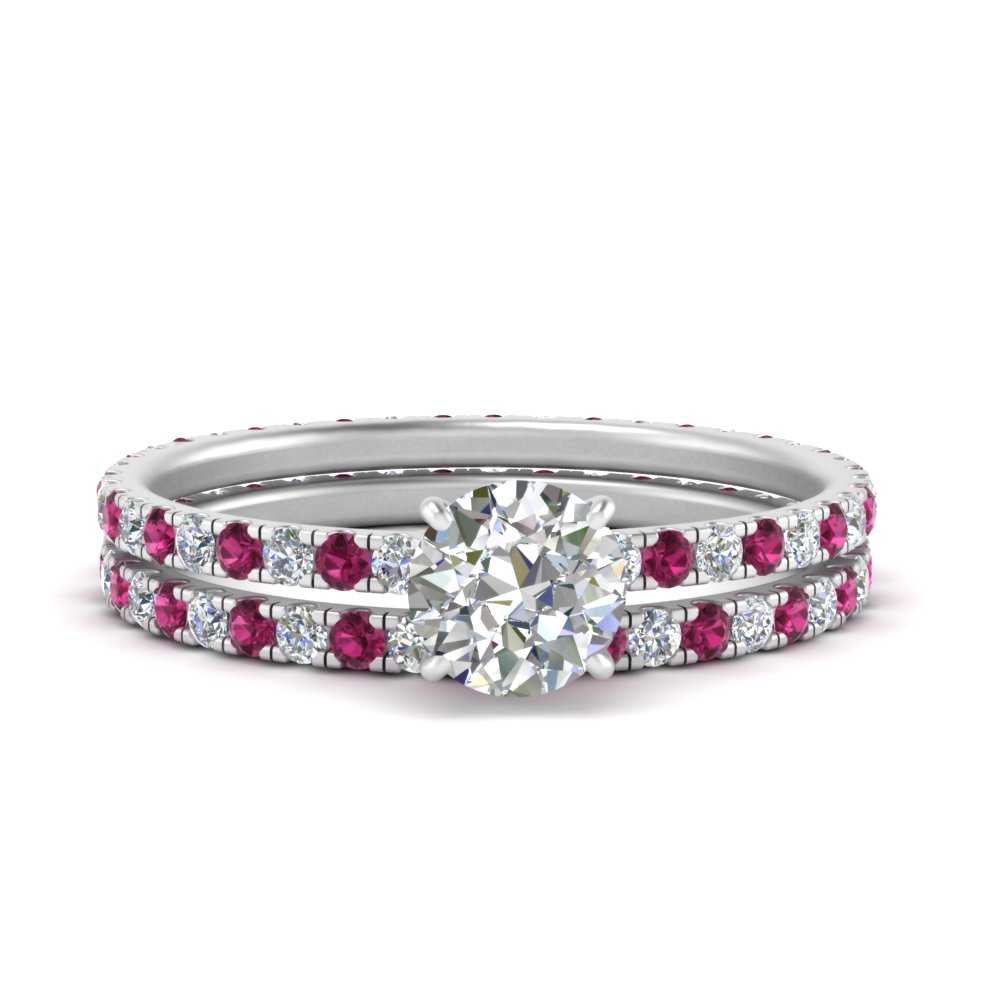 underhalo-eternity-round-cut-diamond-wedding-band-set-with-pink-sapphire-in-FD9168ROGSADRPIANGLE3-NL-WG