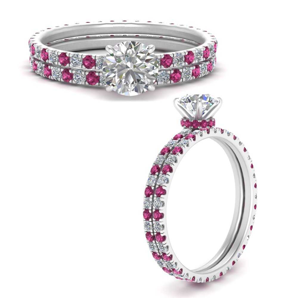 underhalo-eternity-round-cut-diamond-wedding-band-set-with-pink-sapphire-in-FD9168ROGSADRPIANGLE3-NL-WG