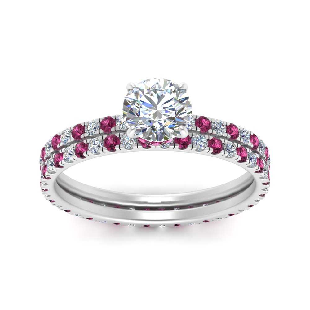 underhalo-eternity-round-cut-diamond-wedding-band-set-with-pink-sapphire-in-FD9168ROGSADRPIANGLE3-NL-WG