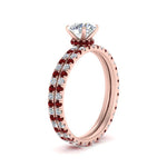 Load image into Gallery viewer, underhalo-eternity-round-cut-diamond-wedding-band-set-with-ruby-in-FD9168ROGRUDRANGLE3-NL-RG

