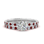 Load image into Gallery viewer, underhalo-eternity-round-cut-diamond-wedding-band-set-with-ruby-in-FD9168ROGRUDRANGLE3-NL-WG
