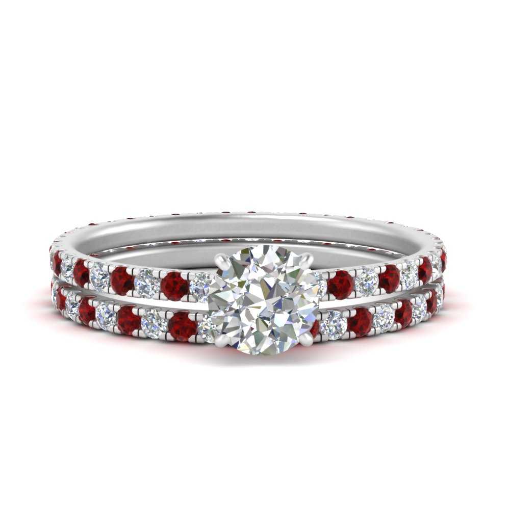 underhalo-eternity-round-cut-diamond-wedding-band-set-with-ruby-in-FD9168ROGRUDRANGLE3-NL-WG