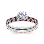Load image into Gallery viewer, underhalo-eternity-round-cut-diamond-wedding-band-set-with-ruby-in-FD9168ROGRUDRANGLE3-NL-WG
