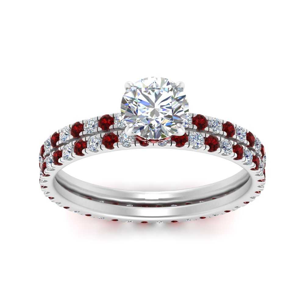 underhalo-eternity-round-cut-diamond-wedding-band-set-with-ruby-in-FD9168ROGRUDRANGLE3-NL-WG
