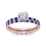 Load image into Gallery viewer, underhalo-eternity-round-cut-diamond-wedding-band-set-with-sapphire-in-FD9168ROGSABLANGLE3-NL-RG
