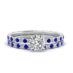 Load image into Gallery viewer, underhalo-eternity-round-cut-diamond-wedding-band-set-with-sapphire-in-FD9168ROGSABLANGLE3-NL-WG
