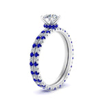Load image into Gallery viewer, underhalo-eternity-round-cut-diamond-wedding-band-set-with-sapphire-in-FD9168ROGSABLANGLE3-NL-WG
