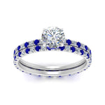 Load image into Gallery viewer, underhalo-eternity-round-cut-diamond-wedding-band-set-with-sapphire-in-FD9168ROGSABLANGLE3-NL-WG
