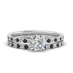 Load image into Gallery viewer, underhalo-eternity-round-cut-wedding-band-set-with-black-diamond-in-FD9168ROGBLACKANGLE3-NL-WG
