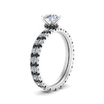 Load image into Gallery viewer, underhalo-eternity-round-cut-wedding-band-set-with-black-diamond-in-FD9168ROGBLACKANGLE3-NL-WG
