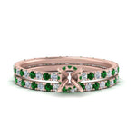 Load image into Gallery viewer, underhalo-eternity-semi-mount-diamond-wedding-band-set-with-emerald-in-FD9168SMGEMGRANGLE3-NL-RG
