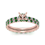 Load image into Gallery viewer, underhalo-eternity-semi-mount-diamond-wedding-band-set-with-emerald-in-FD9168SMGEMGRANGLE3-NL-RG
