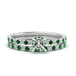 Load image into Gallery viewer, underhalo-eternity-semi-mount-diamond-wedding-band-set-with-emerald-in-FD9168SMGEMGRANGLE3-NL-WG

