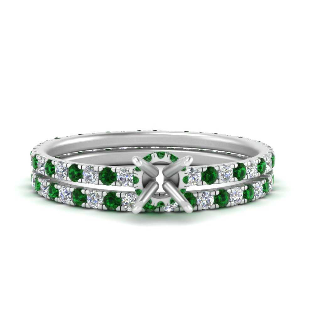 underhalo-eternity-semi-mount-diamond-wedding-band-set-with-emerald-in-FD9168SMGEMGRANGLE3-NL-WG