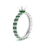 Load image into Gallery viewer, underhalo-eternity-semi-mount-diamond-wedding-band-set-with-emerald-in-FD9168SMGEMGRANGLE3-NL-WG
