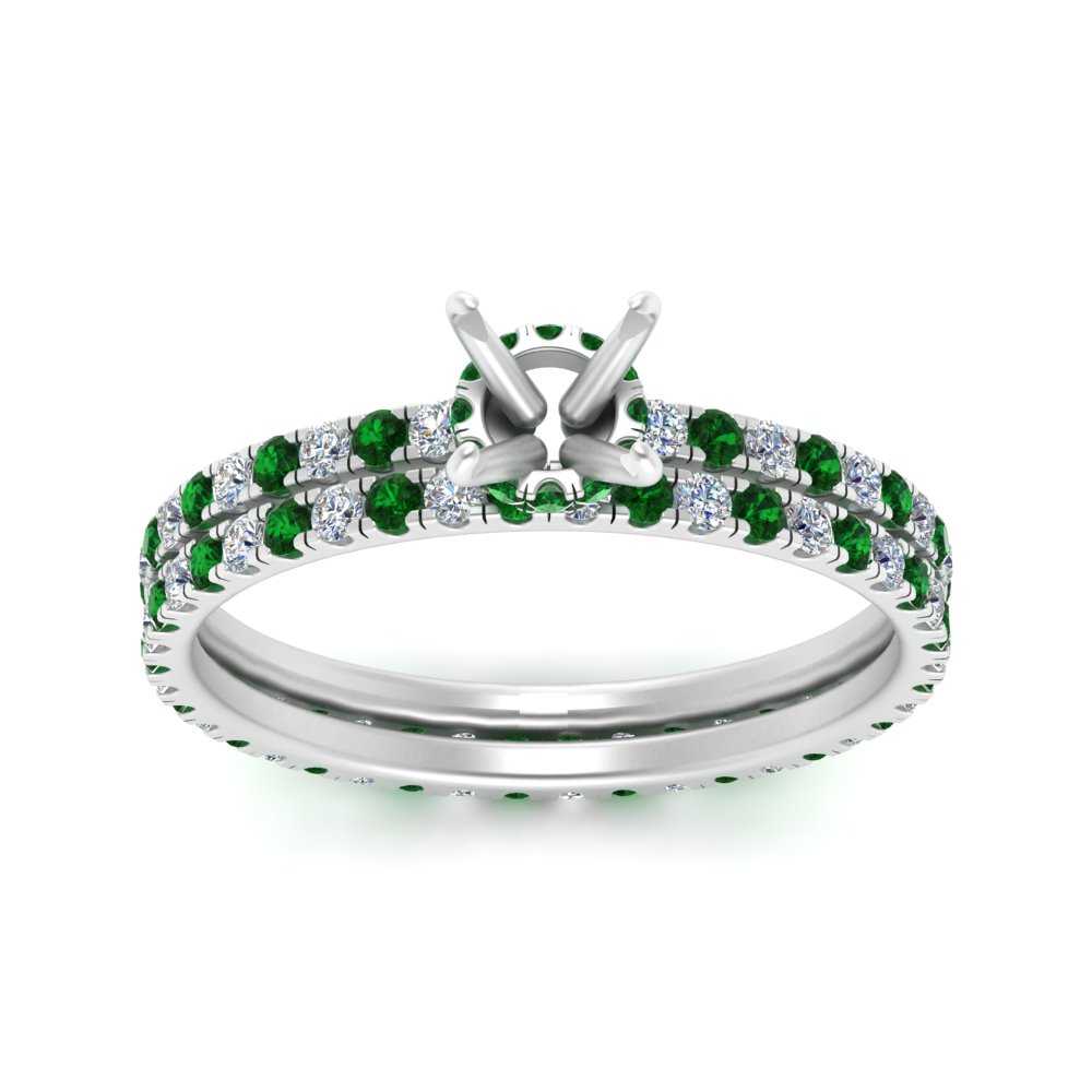 underhalo-eternity-semi-mount-diamond-wedding-band-set-with-emerald-in-FD9168SMGEMGRANGLE3-NL-WG