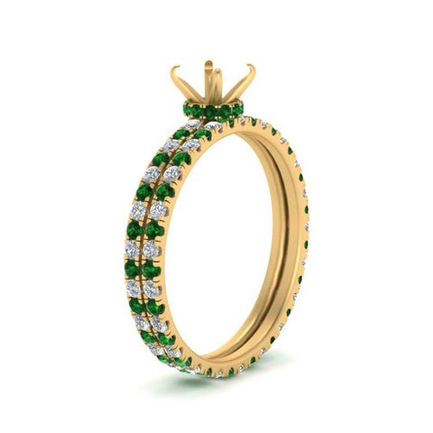 underhalo-eternity-semi-mount-diamond-wedding-band-set-with-emerald-in-FD9168SMGEMGRANGLE3-NL-YG