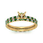 Load image into Gallery viewer, underhalo-eternity-semi-mount-diamond-wedding-band-set-with-emerald-in-FD9168SMGEMGRANGLE3-NL-YG

