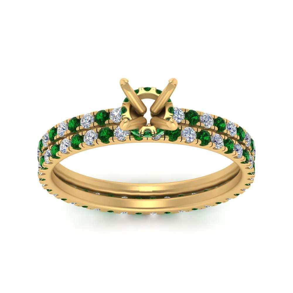 underhalo-eternity-semi-mount-diamond-wedding-band-set-with-emerald-in-FD9168SMGEMGRANGLE3-NL-YG