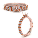 Load image into Gallery viewer, underhalo-eternity-semi-mount-diamond-wedding-band-set-with-orange-sapphire-in-FD9168SMGSAORANGLE3-NL-RG
