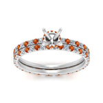 Load image into Gallery viewer, underhalo-eternity-semi-mount-diamond-wedding-band-set-with-orange-sapphire-in-FD9168SMGSAORANGLE3-NL-WG
