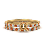 Load image into Gallery viewer, underhalo-eternity-semi-mount-diamond-wedding-band-set-with-orange-sapphire-in-FD9168SMGSAORANGLE3-NL-YG
