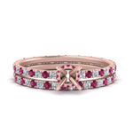 Load image into Gallery viewer, underhalo-eternity-semi-mount-diamond-wedding-band-set-with-pink-sapphire-in-FD9168SMGSADRPIANGLE3-NL-RG
