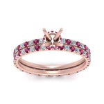 Load image into Gallery viewer, underhalo-eternity-semi-mount-diamond-wedding-band-set-with-pink-sapphire-in-FD9168SMGSADRPIANGLE3-NL-RG

