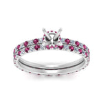 Load image into Gallery viewer, underhalo-eternity-semi-mount-diamond-wedding-band-set-with-pink-sapphire-in-FD9168SMGSADRPIANGLE3-NL-WG
