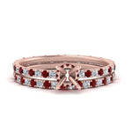 Load image into Gallery viewer, underhalo-eternity-semi-mount-diamond-wedding-band-set-with-ruby-in-FD9168SMGRUDRANGLE3-NL-RG
