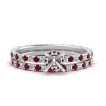 Load image into Gallery viewer, underhalo-eternity-semi-mount-diamond-wedding-band-set-with-ruby-in-FD9168SMGRUDRANGLE3-NL-WG
