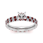 Load image into Gallery viewer, underhalo-eternity-semi-mount-diamond-wedding-band-set-with-ruby-in-FD9168SMGRUDRANGLE3-NL-WG
