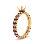 Load image into Gallery viewer, underhalo-eternity-semi-mount-diamond-wedding-band-set-with-ruby-in-FD9168SMGRUDRANGLE3-NL-YG
