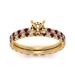 Load image into Gallery viewer, underhalo-eternity-semi-mount-diamond-wedding-band-set-with-ruby-in-FD9168SMGRUDRANGLE3-NL-YG
