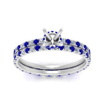 Load image into Gallery viewer, underhalo-eternity-semi-mount-diamond-wedding-band-set-with-sapphire-in-FD9168SMGSABLANGLE3-NL-WG
