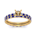 Load image into Gallery viewer, underhalo-eternity-semi-mount-diamond-wedding-band-set-with-sapphire-in-FD9168SMGSABLANGLE3-NL-YG
