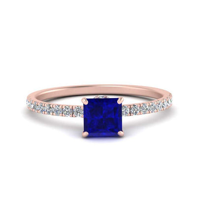 Under Halo Princess Cut Gemstone And Diamond Ring
