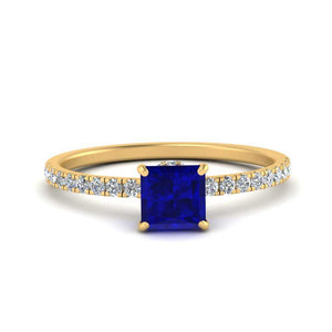 Under Halo Princess Cut Gemstone And Diamond Ring