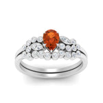 Load image into Gallery viewer, unique-pear-cluster-bezel-orange-sapphire-bridal-ring-set-in-white-gold-FDENS3110PEGSAOR-NL-WG.jpg
