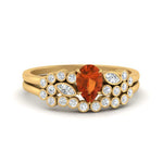 Load image into Gallery viewer, unique-pear-cluster-bezel-orange-sapphire-bridal-ring-set-in-yellow-gold-FDENS3110PEGSAOR-NL-YG.jpg