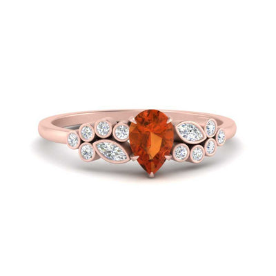 Unique Pear Cluster Bezel Engagement Ring