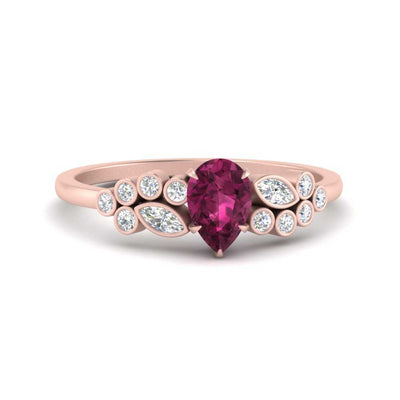 Unique Pear Cluster Bezel Engagement Ring