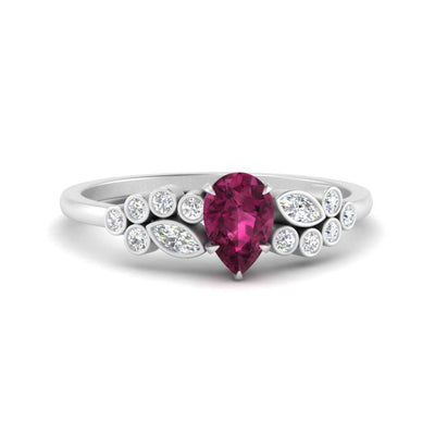 Unique Pear Cluster Bezel Engagement Ring
